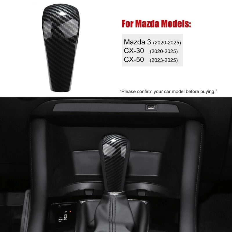 ANFOKAS Compatible with Mazda 3 CX-30 CX-50 Accessories Sporty Car Gears Gear Panel Gear Shift Knob Cover Trim Cap Interior Decoration Sticker -Carbon Fiber Style - Image 2